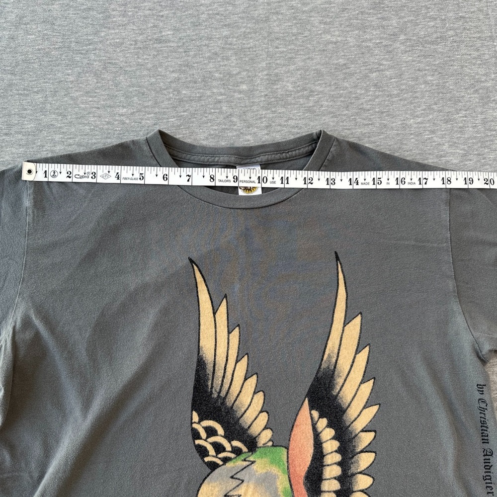 Ed Hardy Christian Audigier Men's Size L T-Shirt Grey Flying Skull Dagger - Picture 8 of 14